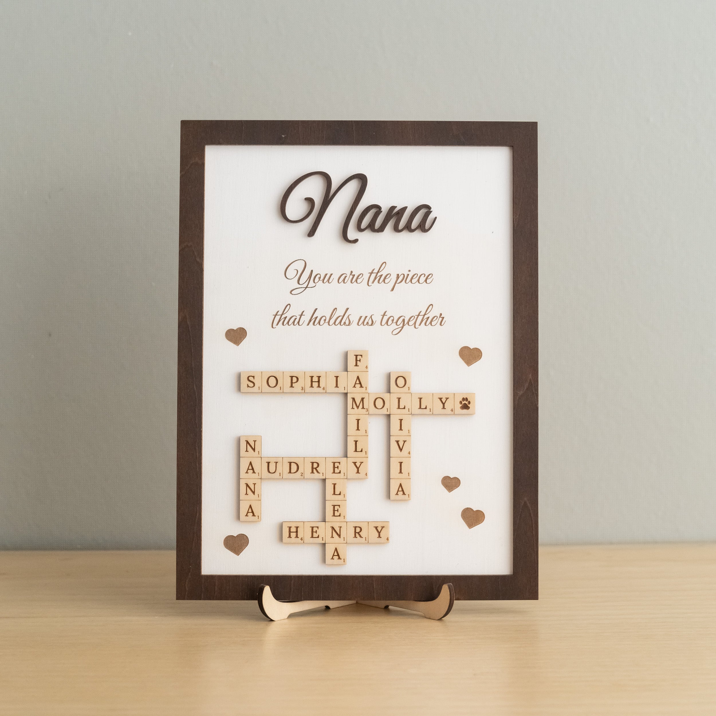 Personalized Wooden Scrabble Family Sign for Mothers Day Gift and Custom Family Name Sign Y43