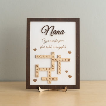 Personalized Wooden Scrabble Family Sign for Mothers Day Gift and Custom Family Name Sign Y43