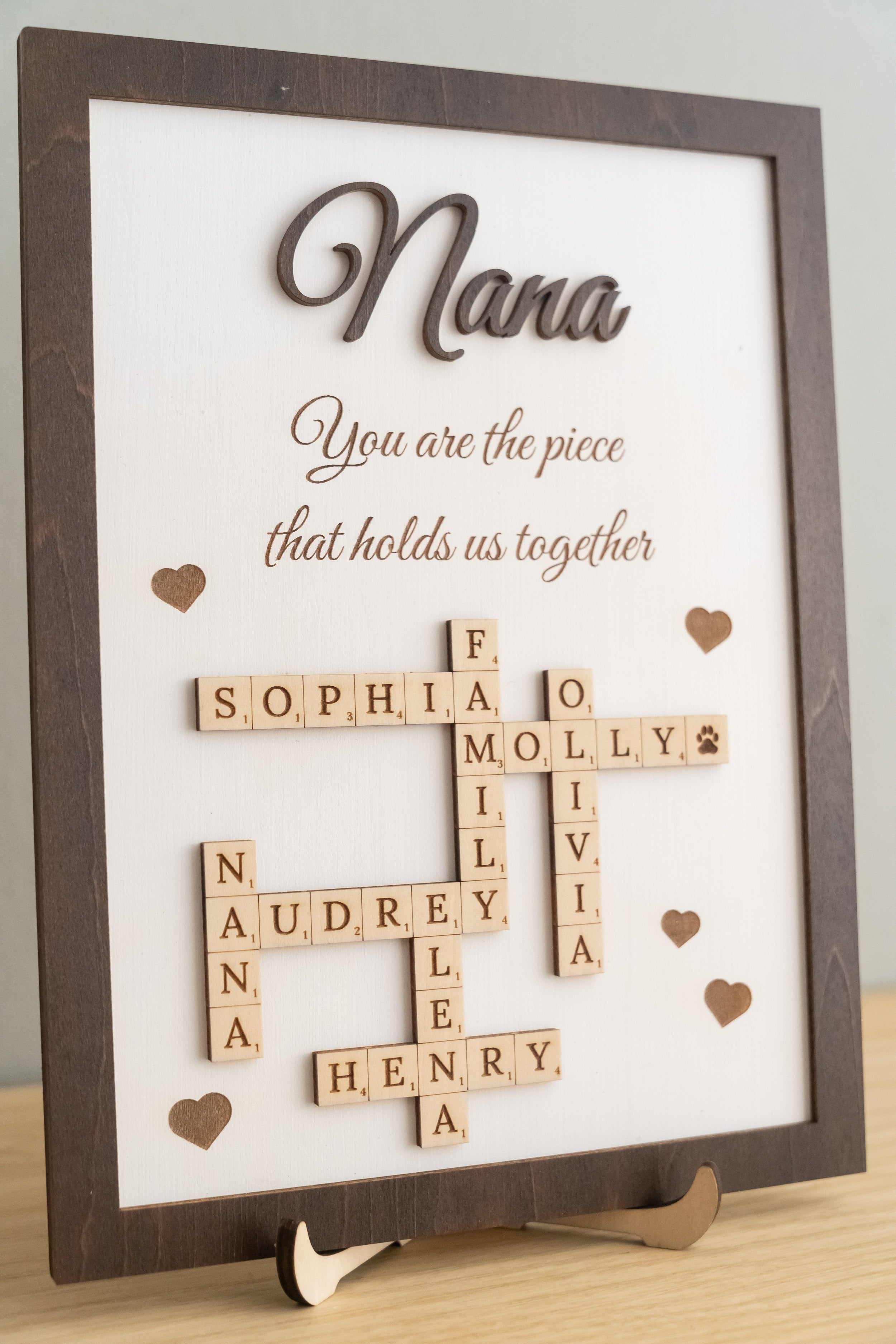 Personalized Wooden Scrabble Family Sign for Mothers Day Gift and Wooden Family Sign Y43