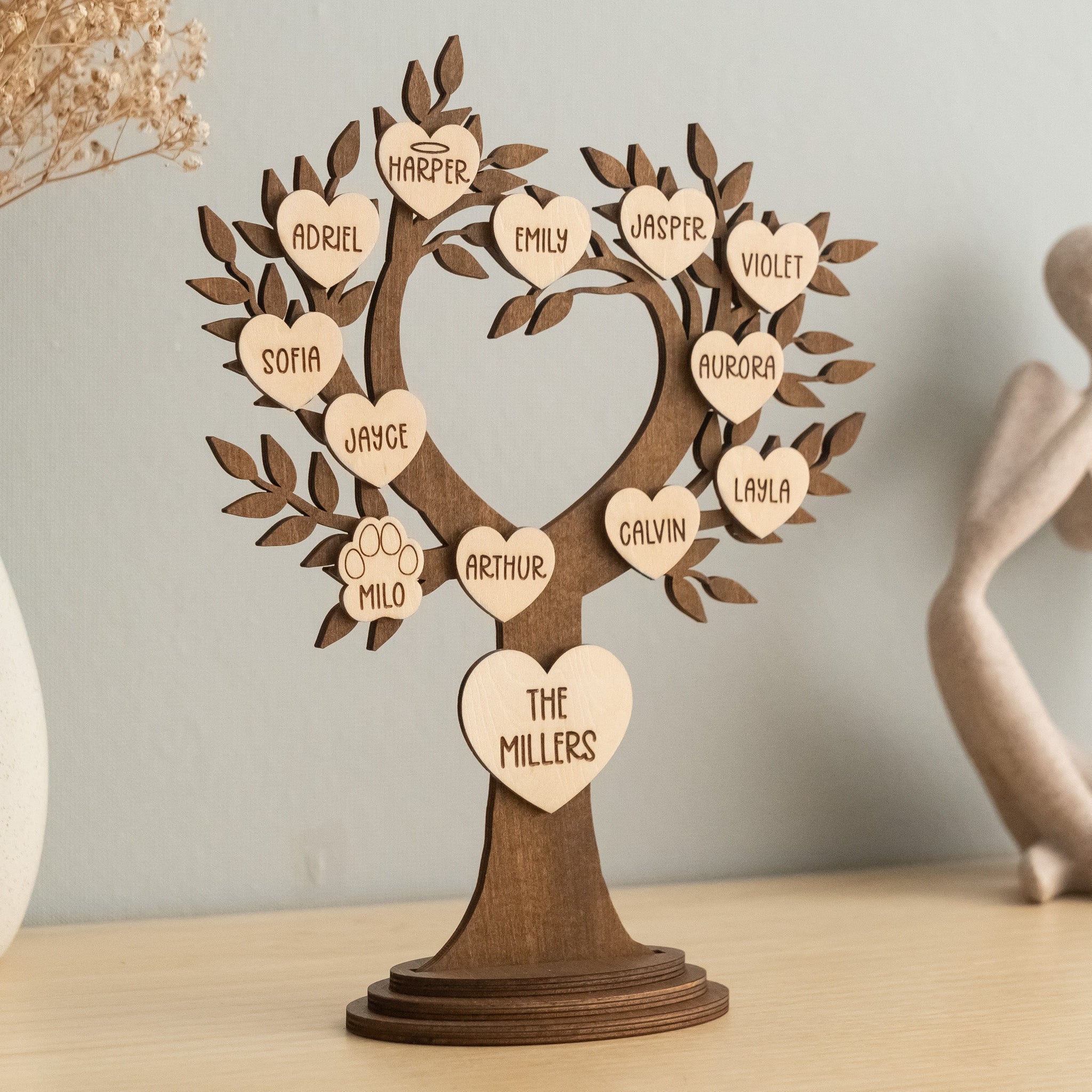 Personalized Wooden Family Tree personalized family gift for home decor Y45