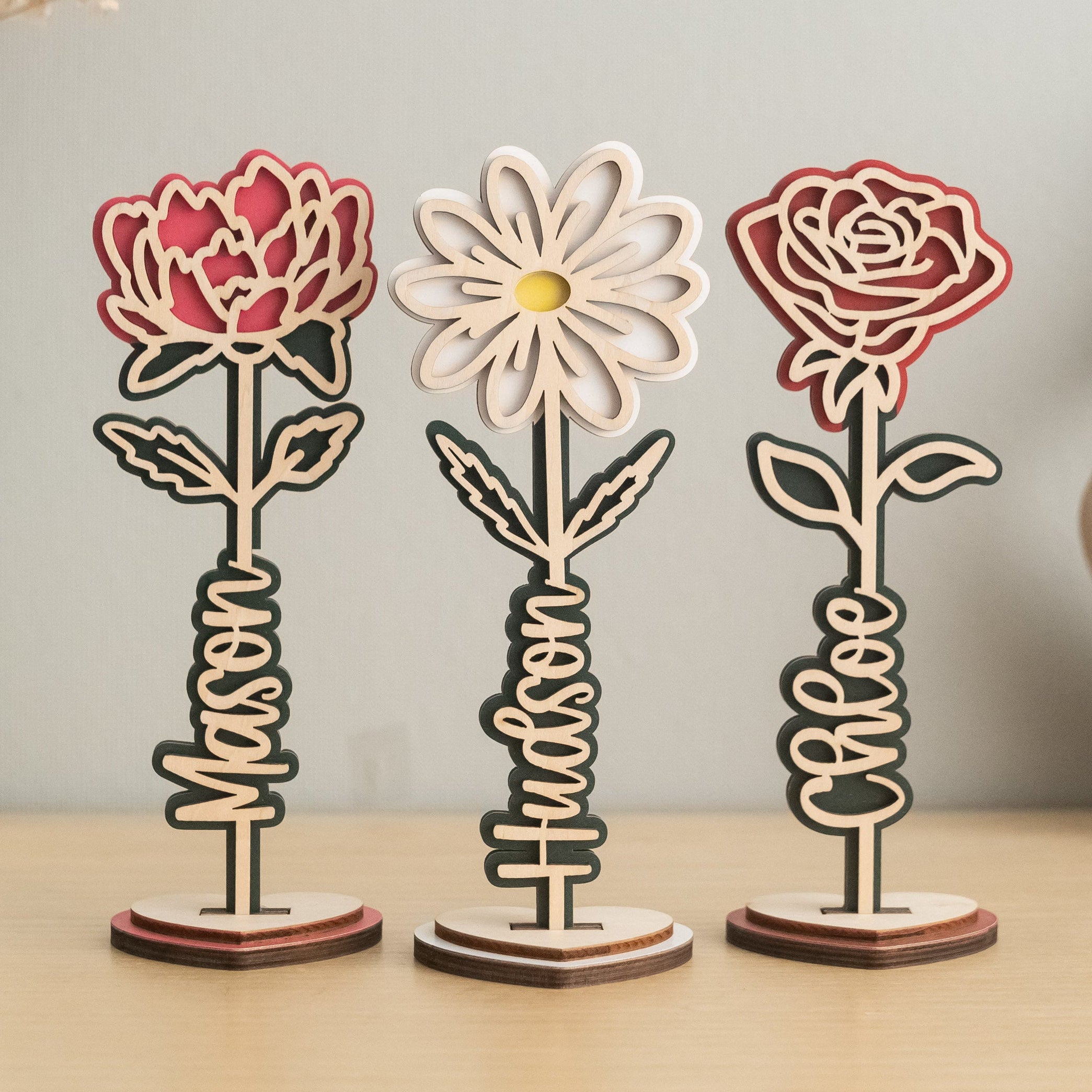 Personalized Wooden Flower Stand Name Flower Decor for Home J48