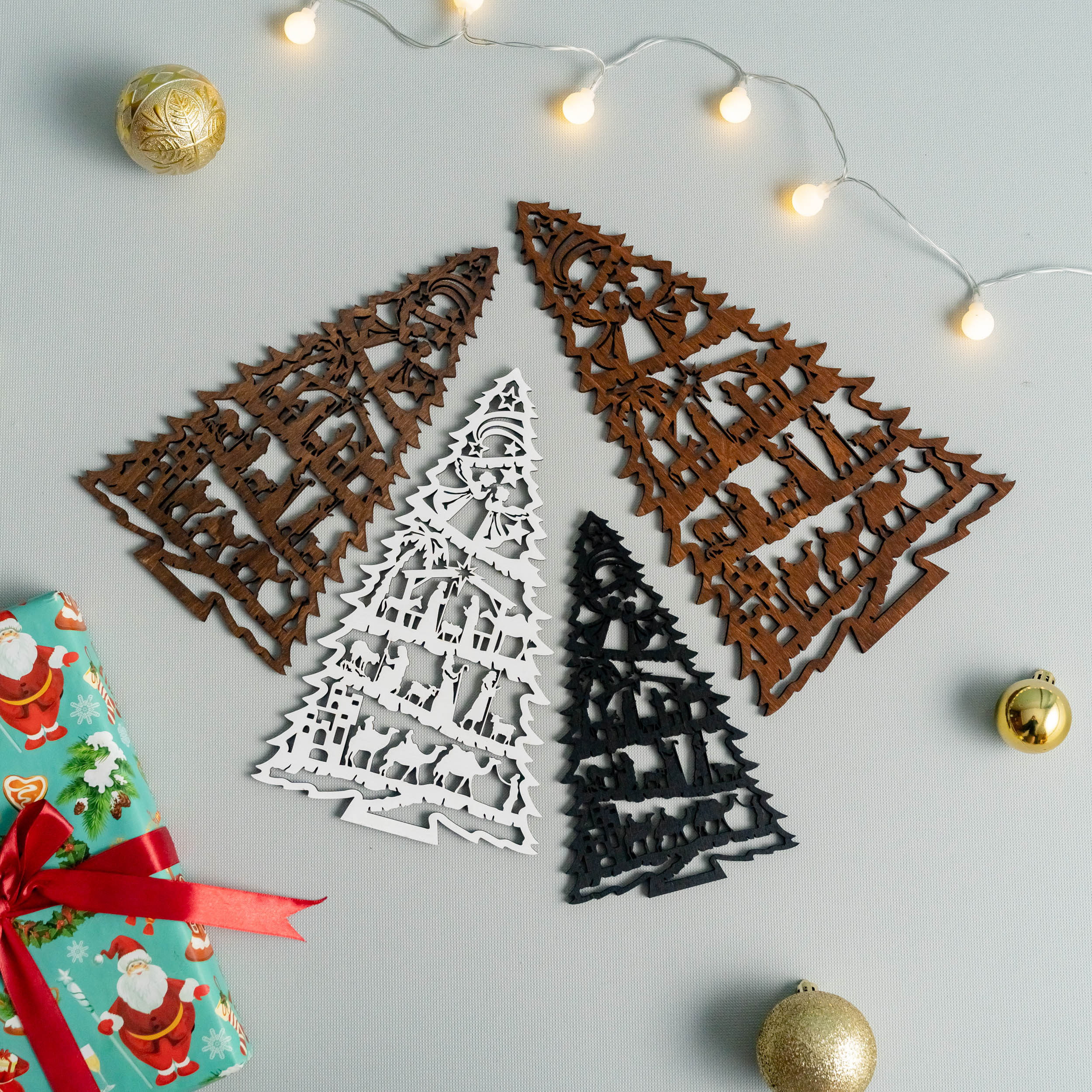 Wooden Holiday Tree Ornament for Festive Tabletop Delight