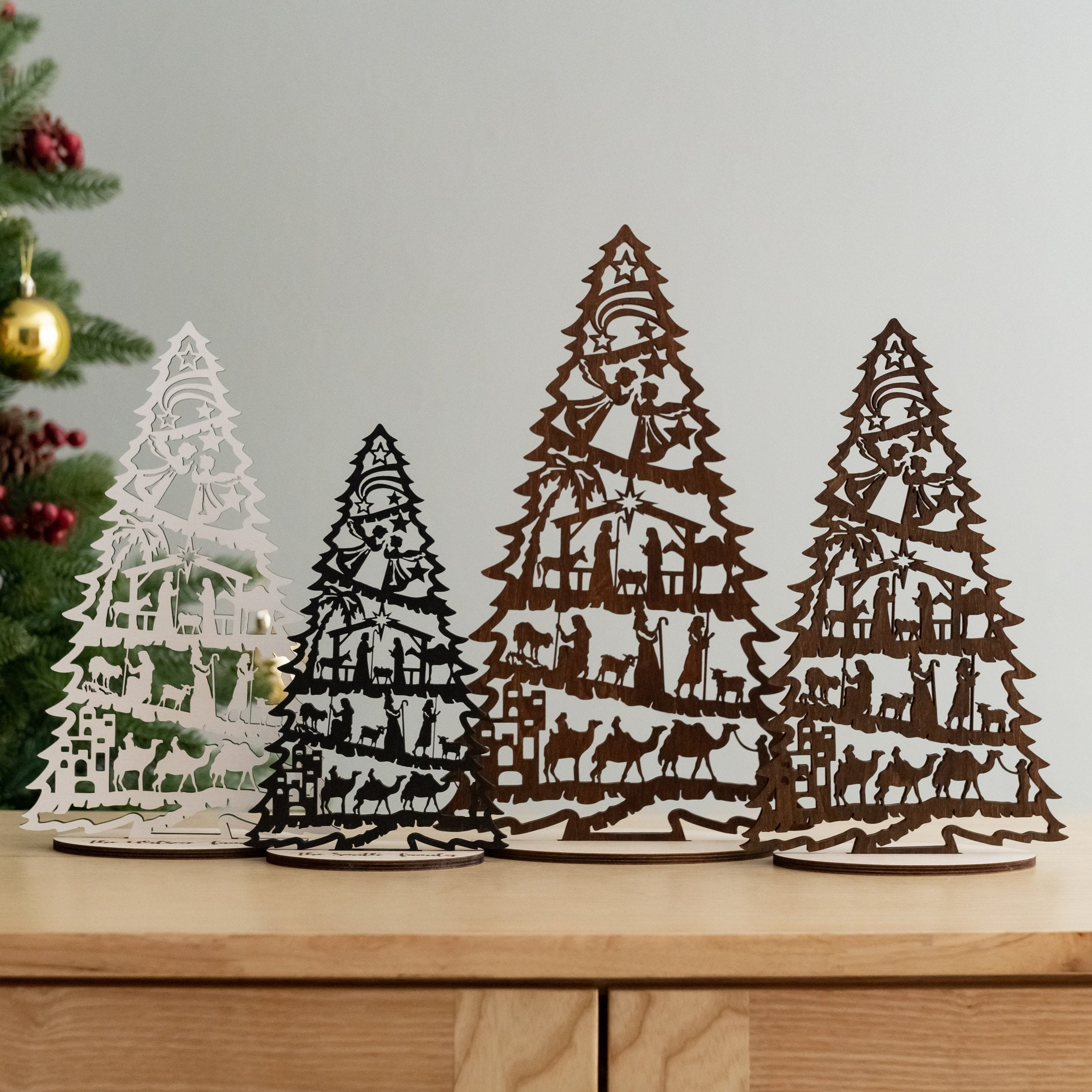 Wooden Holiday Tree Ornament for Festive Tabletop Delight