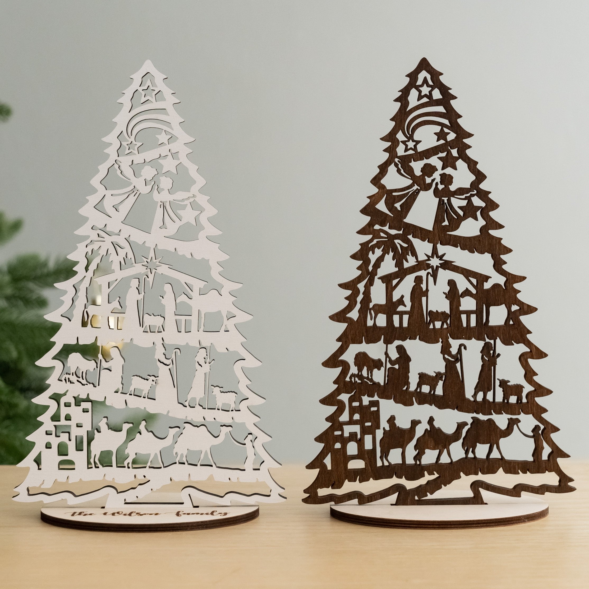 Wooden Christmas Tree Decoration for a Festive Tabletop Accent