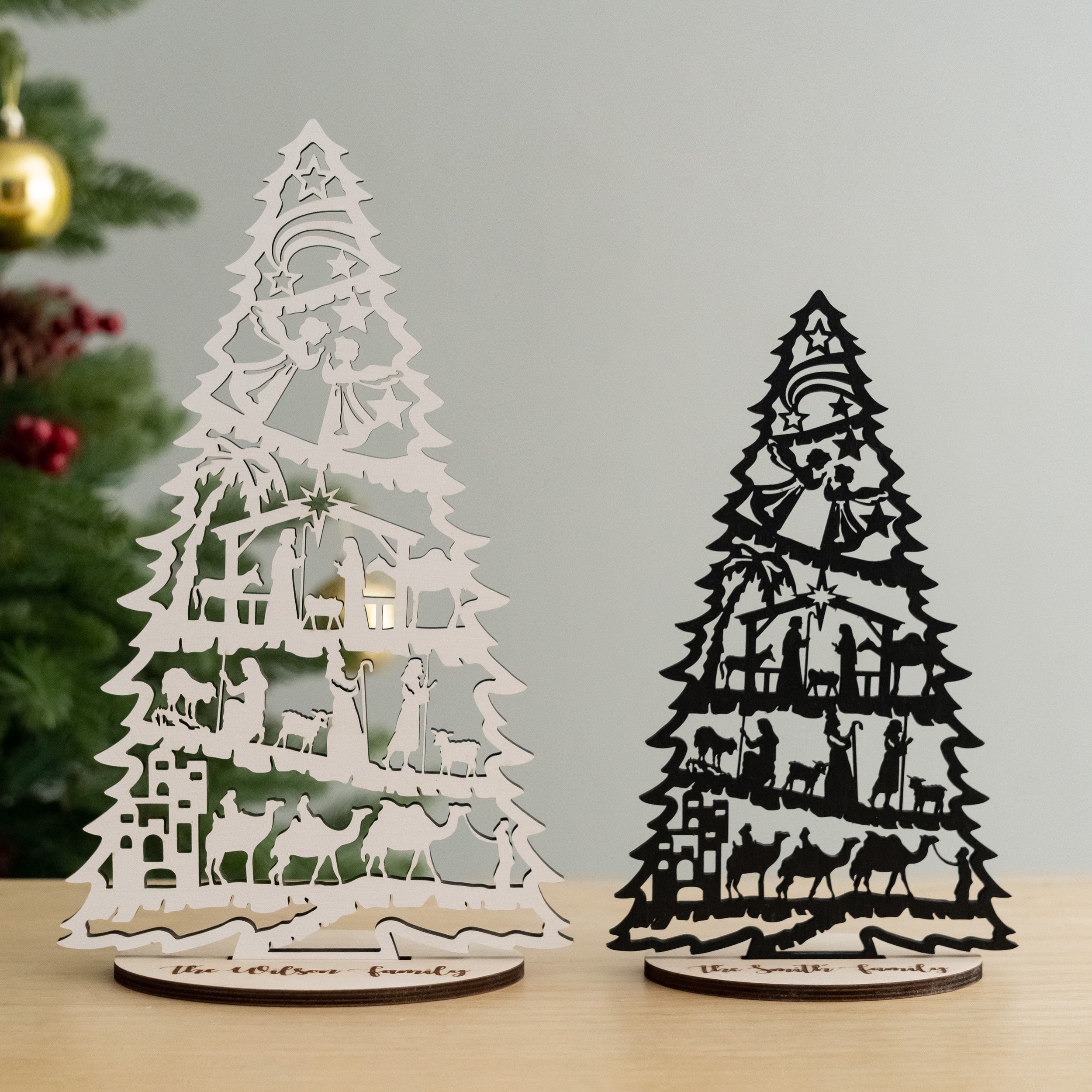 Wooden Christmas Tree Decoration for a Festive Tabletop Accent