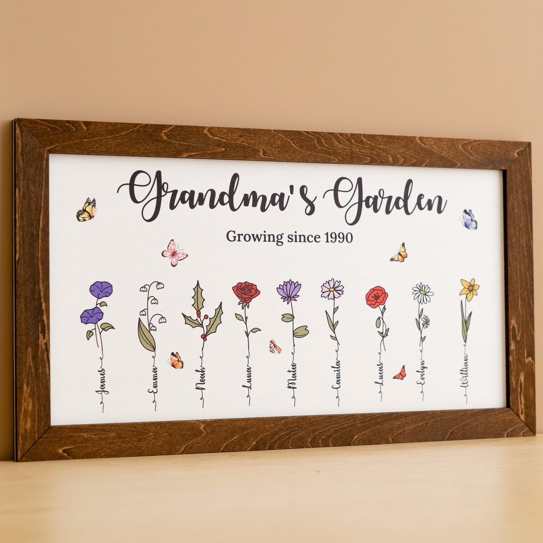 Personalized Wooden Family Flower Garden Sign for Mom Gift E69