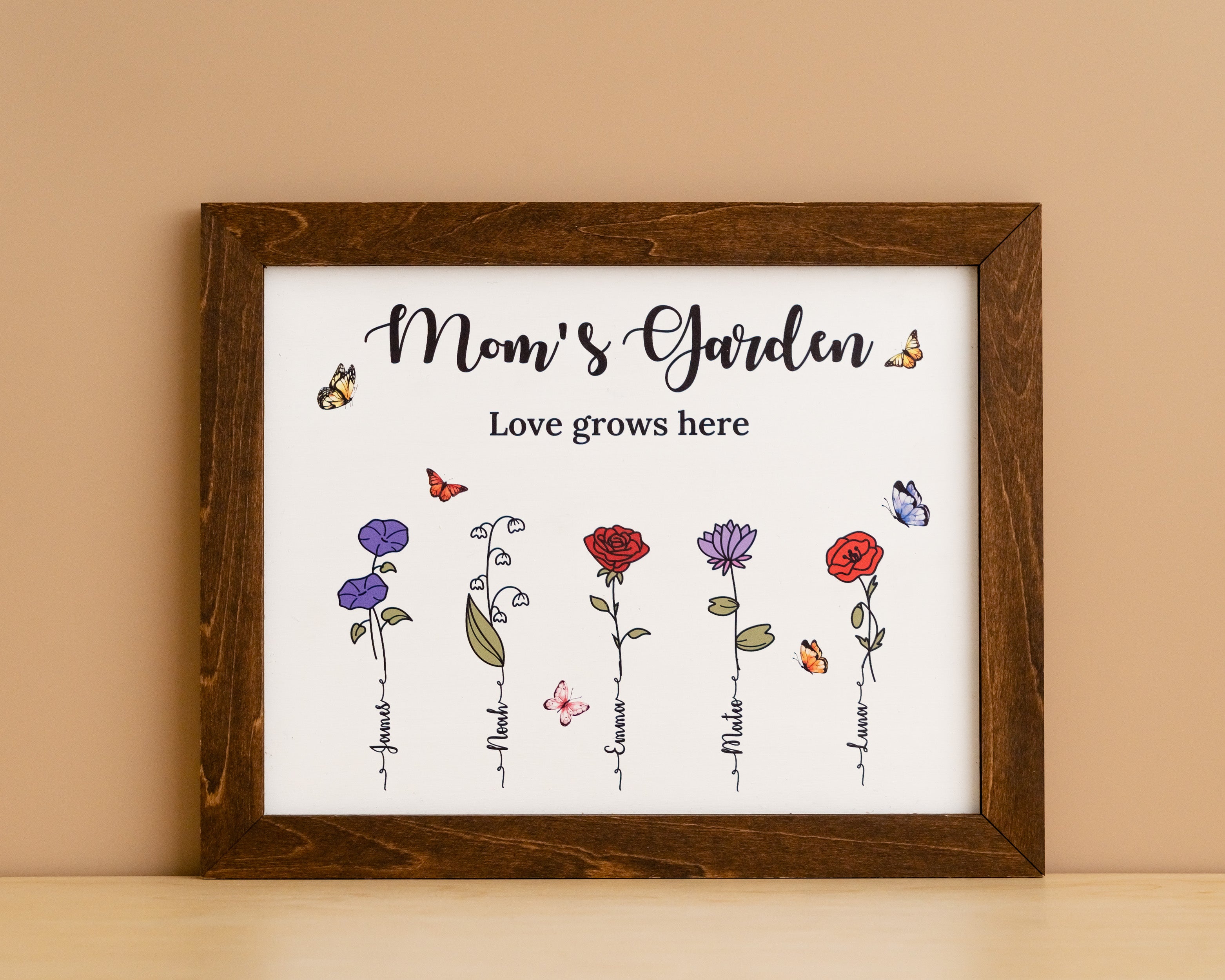 Personalized Wooden Family Flower Garden Sign for Grandma Decor E69