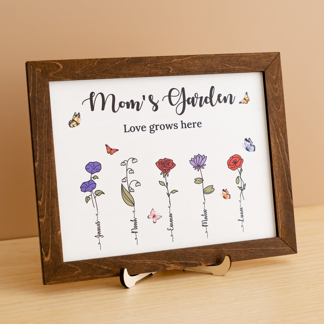 Personalized Wooden Family Flower Garden Sign for Grandma Decor E69