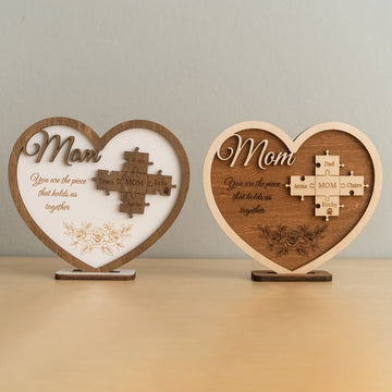Wooden Heart Puzzle Family Sign for Birthday Gift for Mom D52