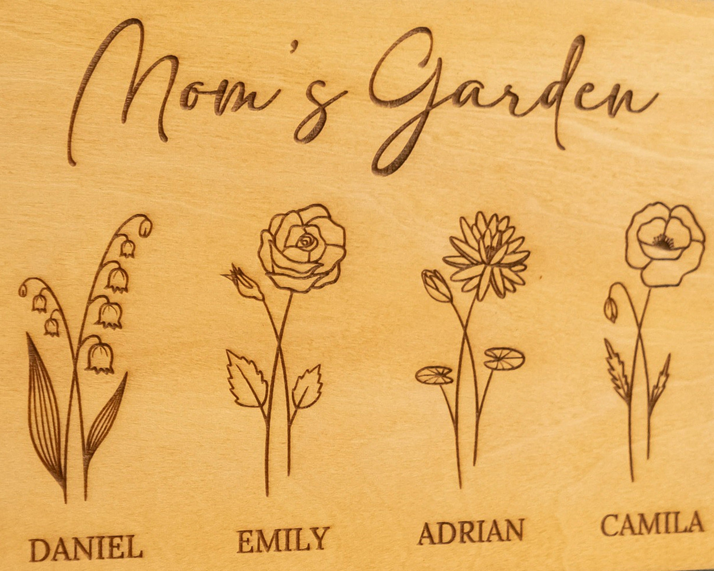 Personalized Wooden Family Flower Garden Sign Wood for Personalized Gift for Mom D51