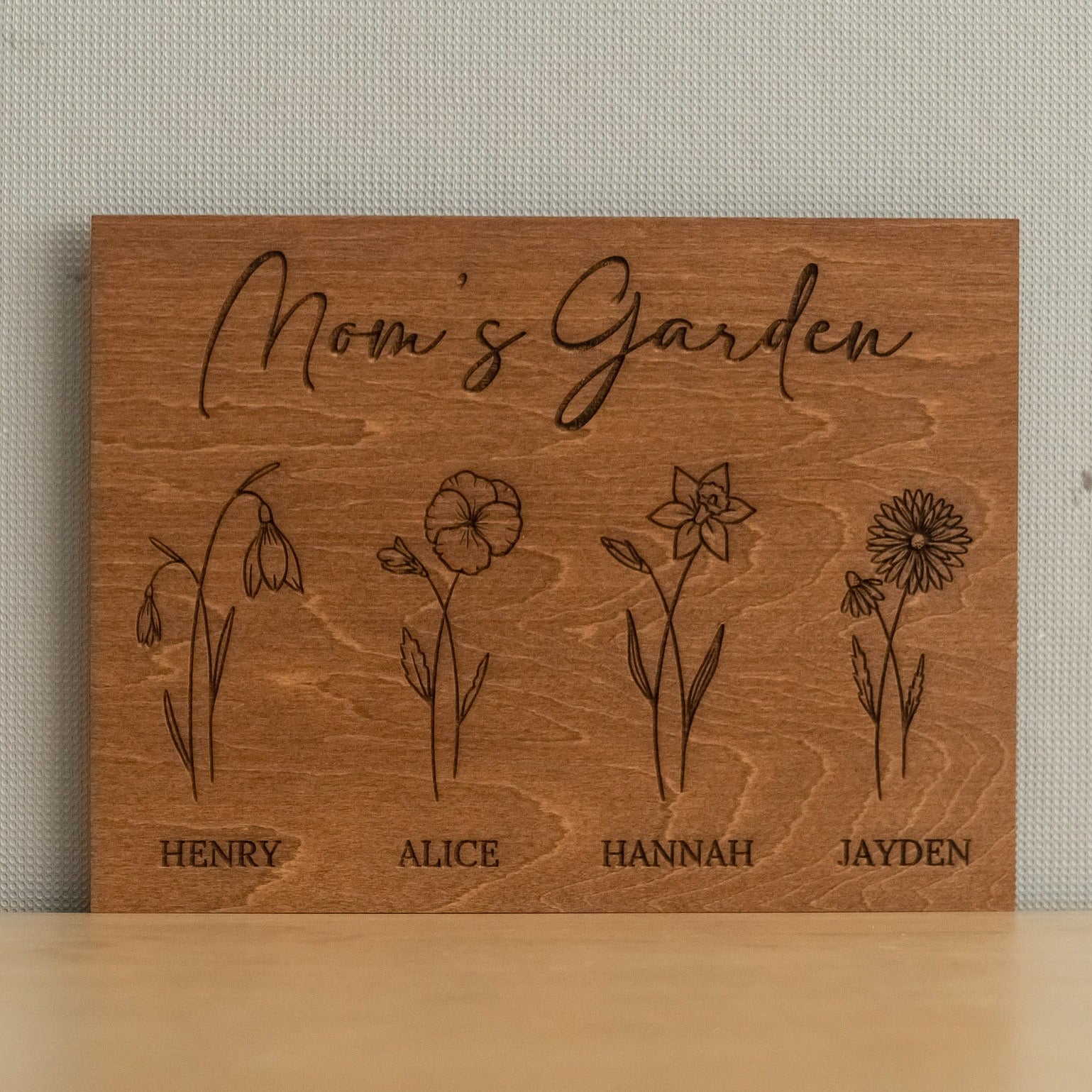 Personalized Wooden Family Flower Garden Sign Wood for Personalized Gift for Mom D51