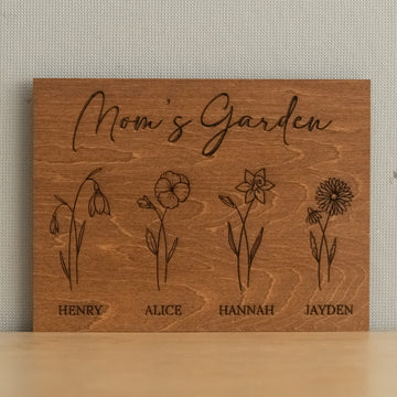 Personalized Wooden Family Flower Garden Sign Wood for Personalized Gift for Mom D51