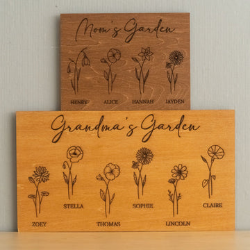 Personalized Wooden Family Flower Garden Sign Wood for Gift for Mom D51