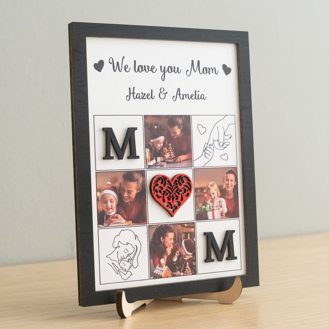 Personalized Wooden Photo Collage for Mom Mothers Day Gift and Family Keepsake Y49