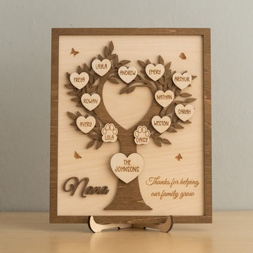 Wooden Personalized Family Tree Sign for Birthday Gift for Mom D53