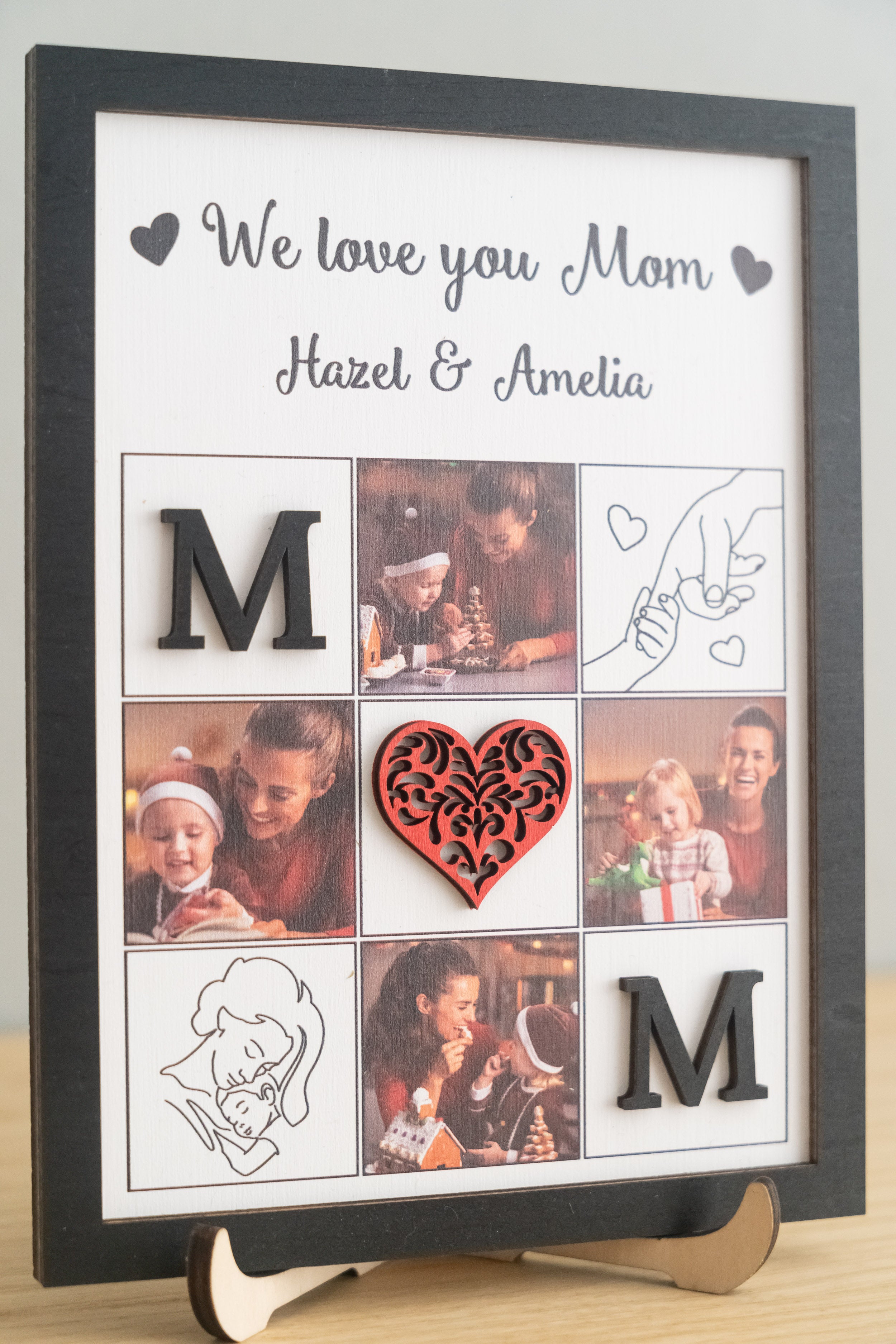 Personalized Wooden Photo Collage for Mom Mothers Day Gift and Family Keepsake Y49