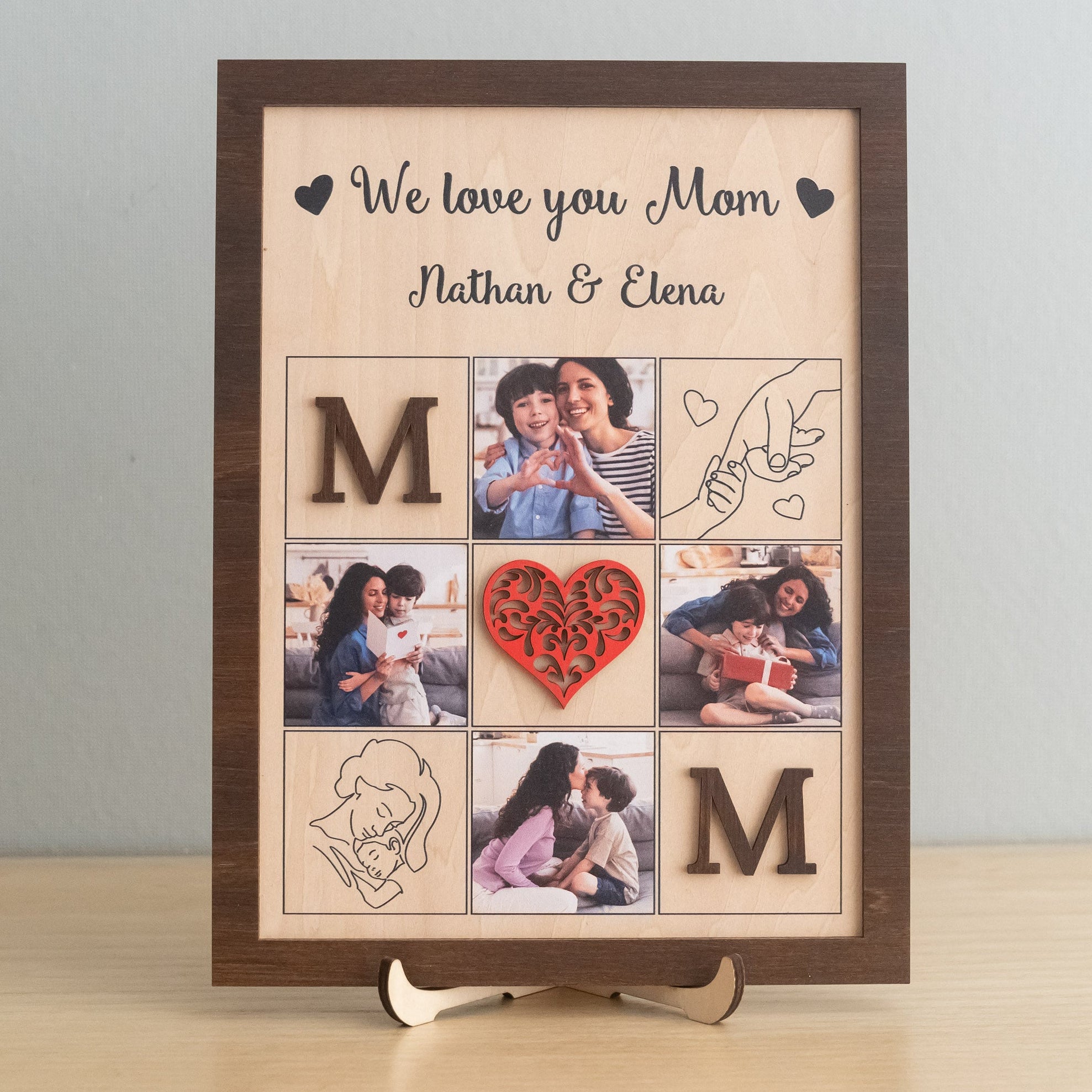 Personalized Wooden Photo Collage for Mom Photo Gift and Wooden Frame Decor Y49