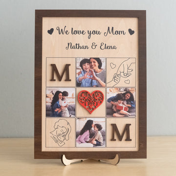 Personalized Wooden Photo Collage for Mom Photo Gift and Wooden Frame Decor Y49