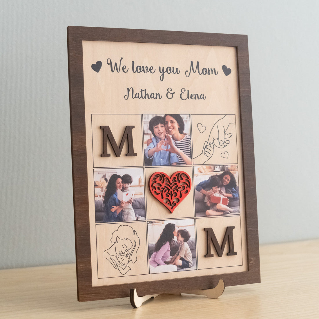 Personalized Wooden Photo Collage for Mom Photo Gift and Wooden Frame Decor Y49