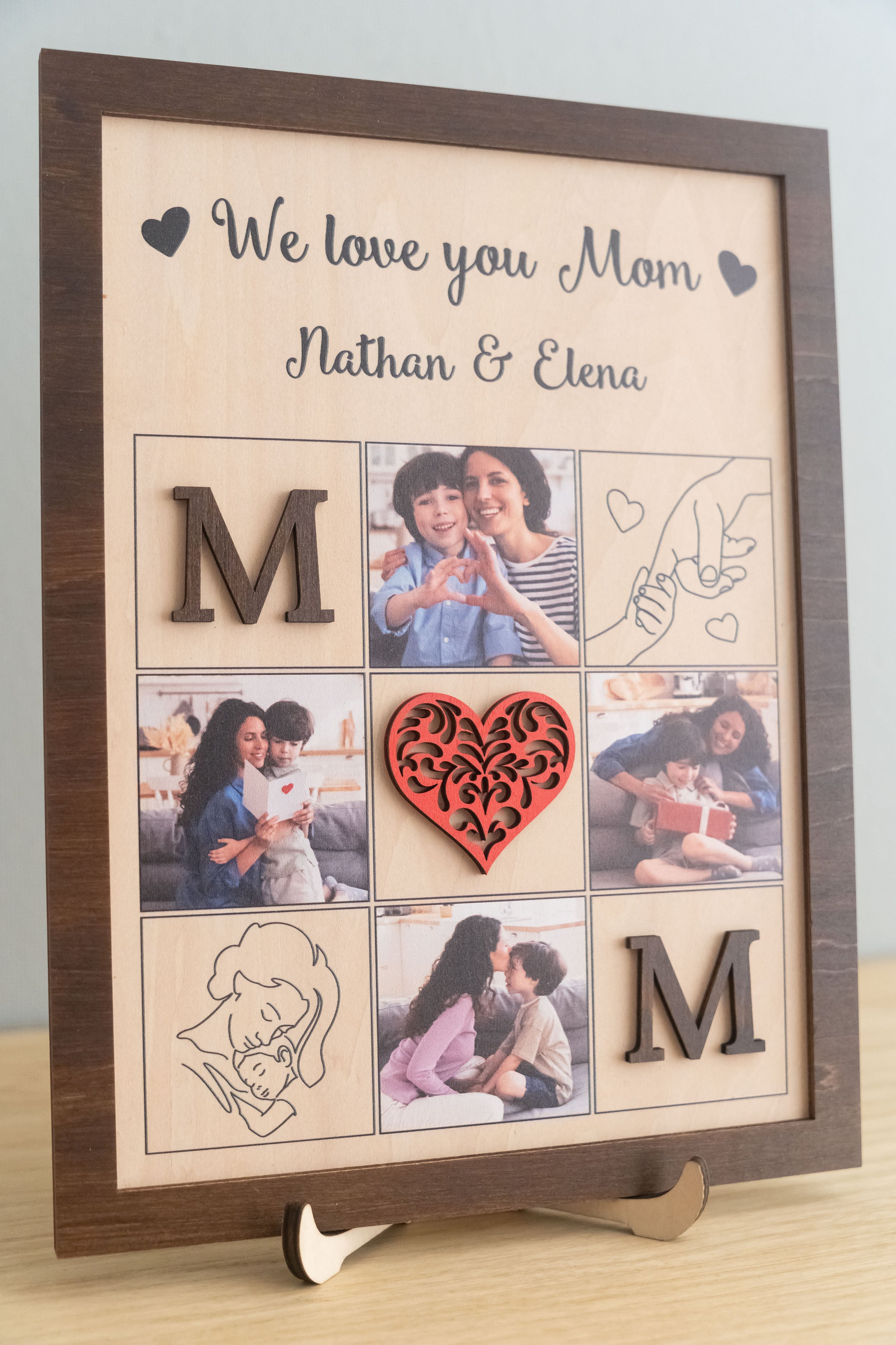 Personalized Wooden Photo Collage for Mom Family Photo Gift and Keepsake Y49