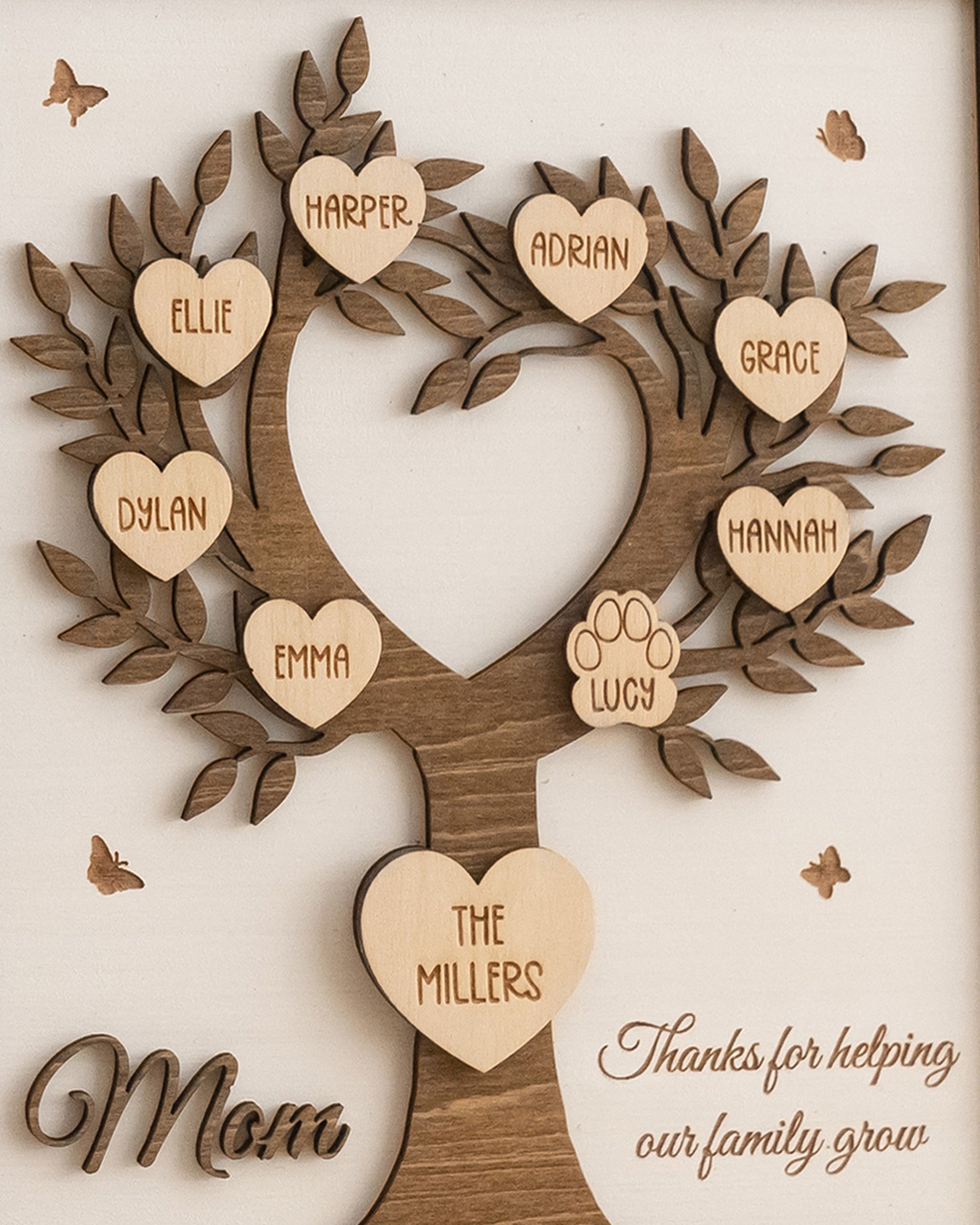 Personalized Family Tree Sign Gift Wood for Sentimental Family Gift D53
