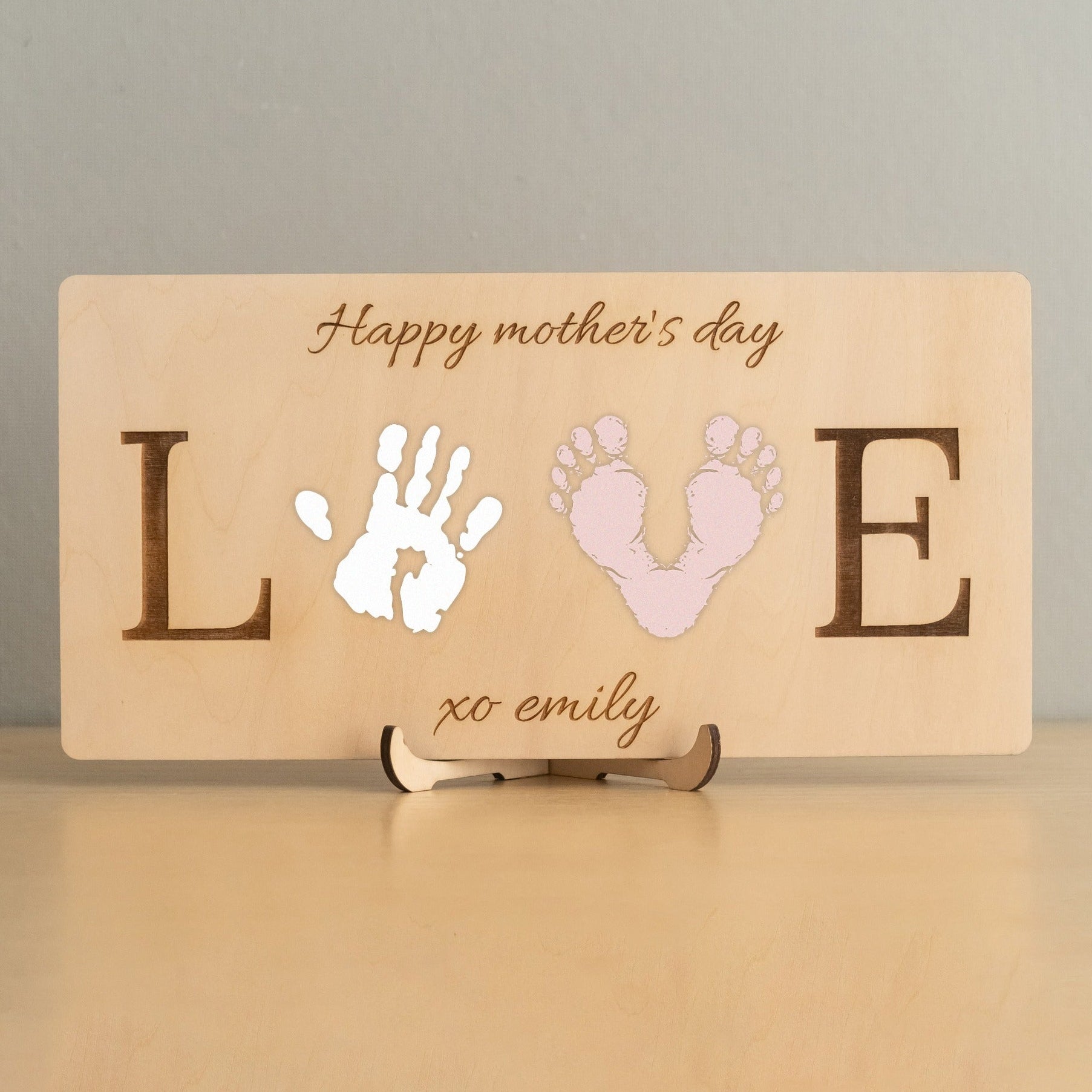 Mother’s Day Handprint Sign Wood for Sentimental Mothers Day Gift D55