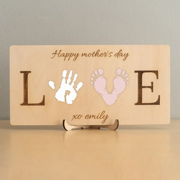 Mother’s Day Handprint Sign Wood for Sentimental Mothers Day Gift D55