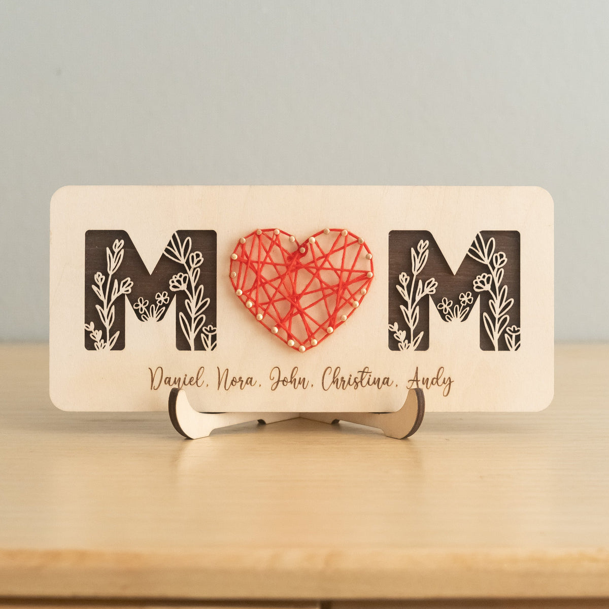String Heart Wooden Family Wood mothers day presents for personalized family keepsake Y51
