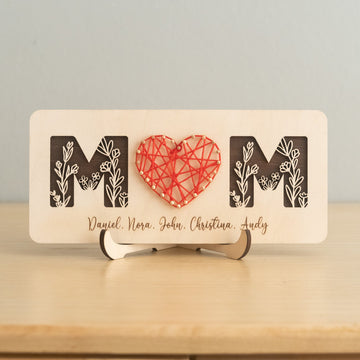 String Heart Wooden Family Wood mothers day presents for personalized family keepsake Y51