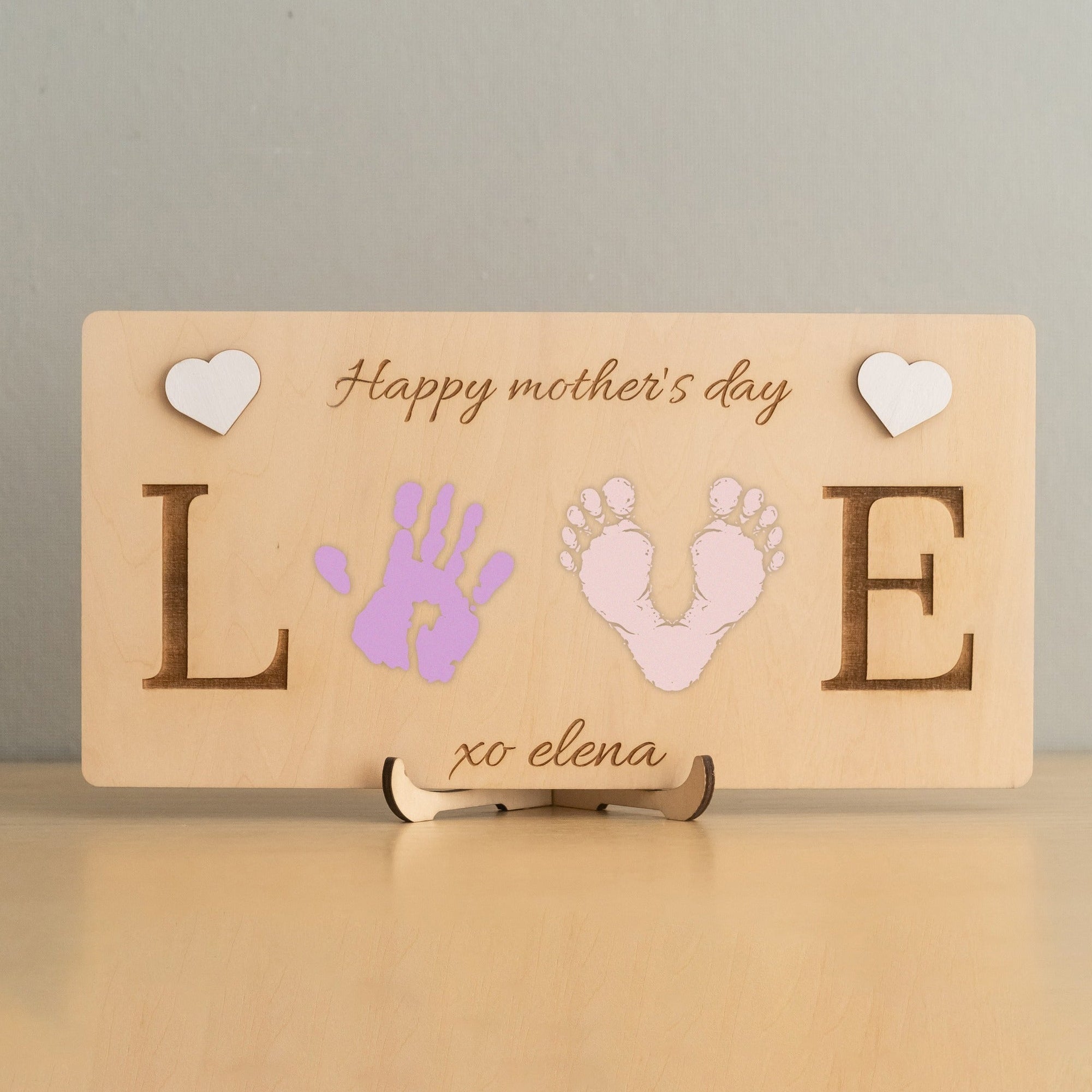 Wooden Mother’s Day Handprint Sign for Personalized Mothers Day Gift D55
