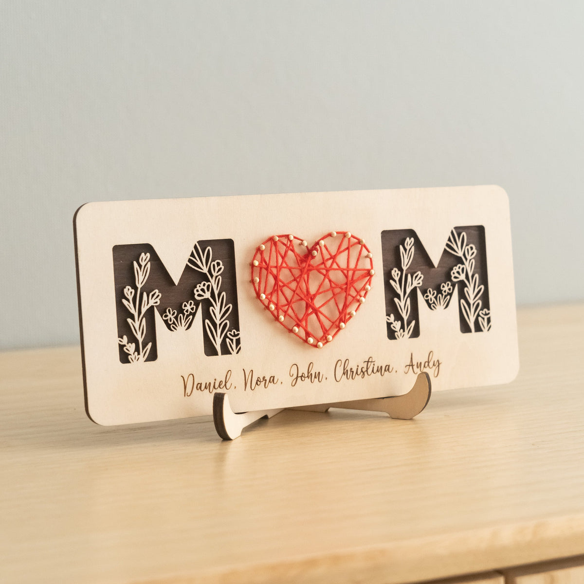 String Heart Wooden Family Wood mothers day presents for personalized family keepsake Y51