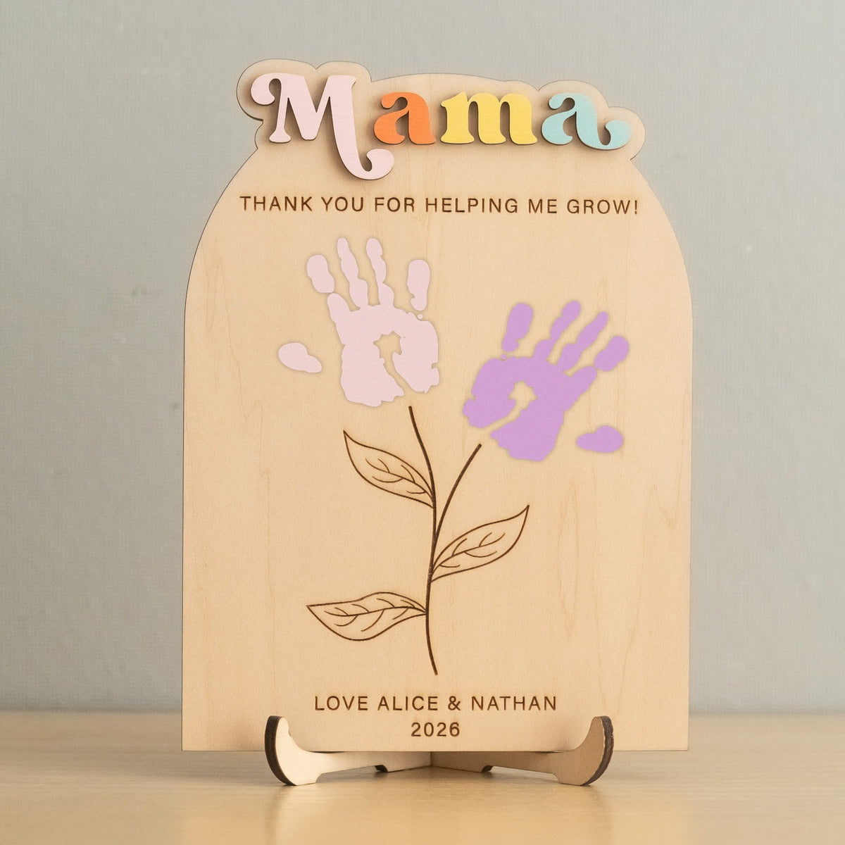 Mother's Day Handprint Gift Sign Wood for Gift for Mom from Kids D56