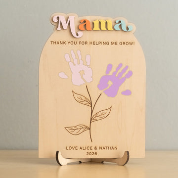 Mother's Day Handprint Gift Sign Wood for Gift for Mom from Kids D56