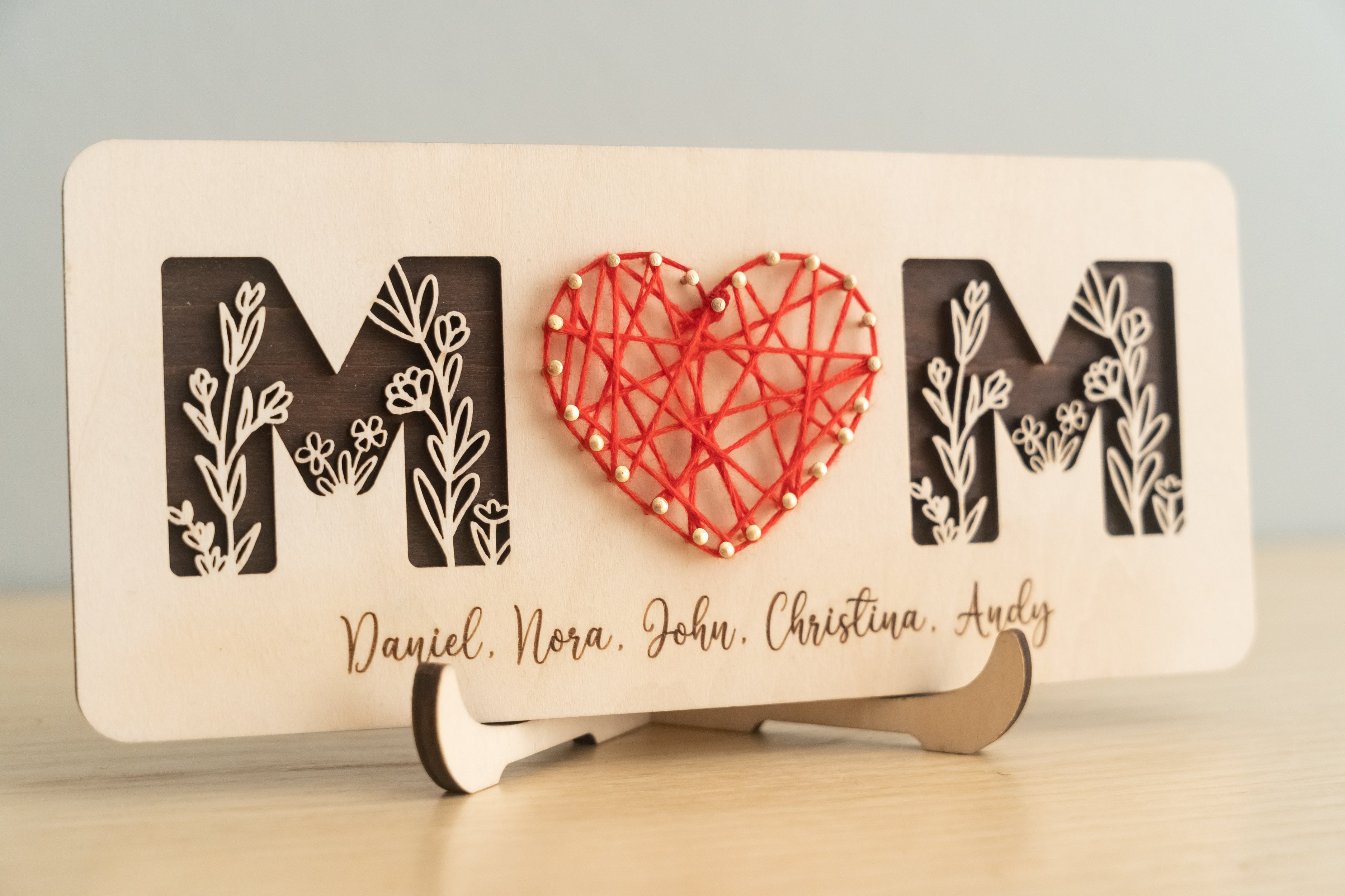Personalized String Heart Family Wood custom mothers day gifts and wooden decor Y51