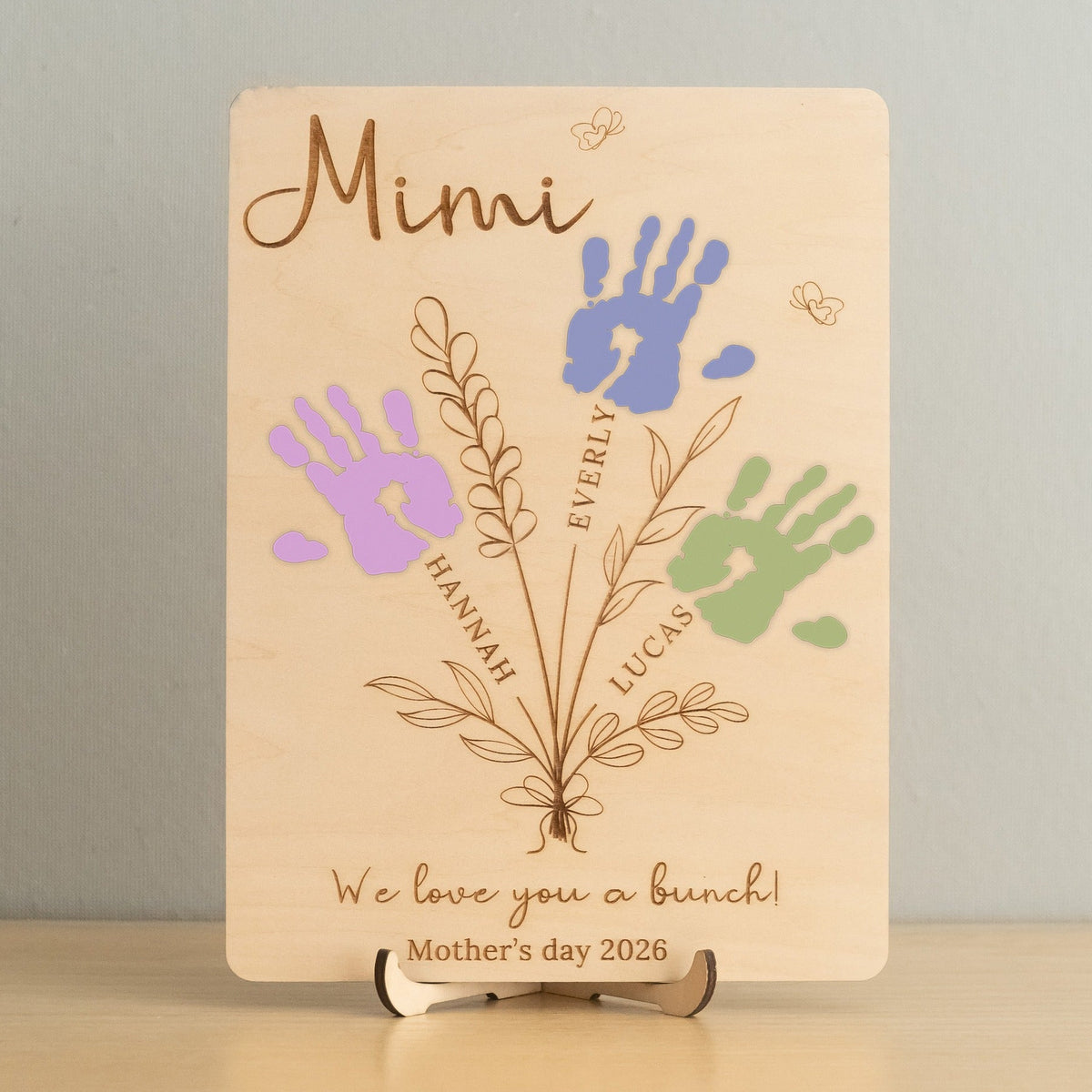 Mother's Day Handprint Gift Sign Wood for Gift for Mom from Kids D57