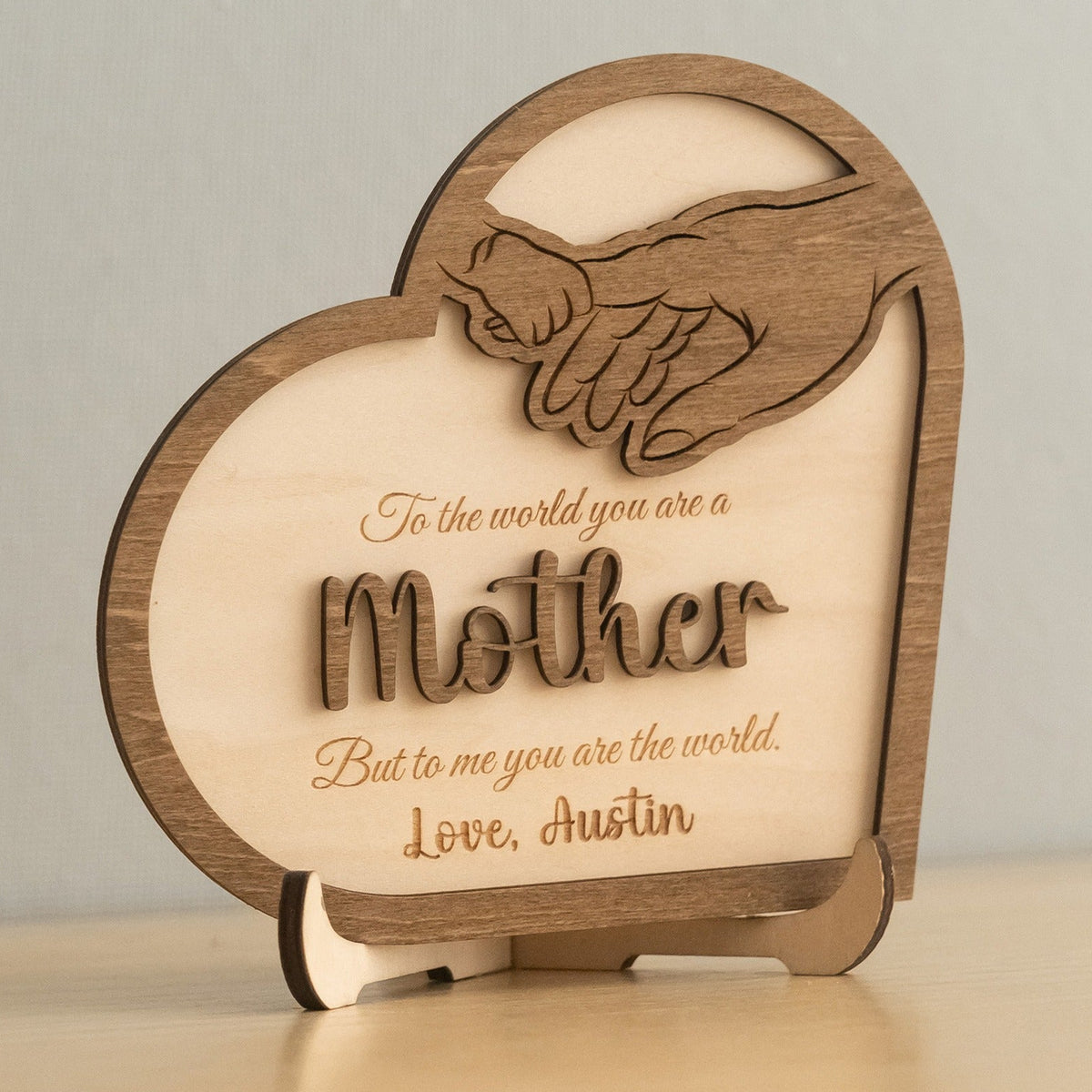 Mother’s Day Wooden Heart Sign for Personalized Mothers Day Gift D54