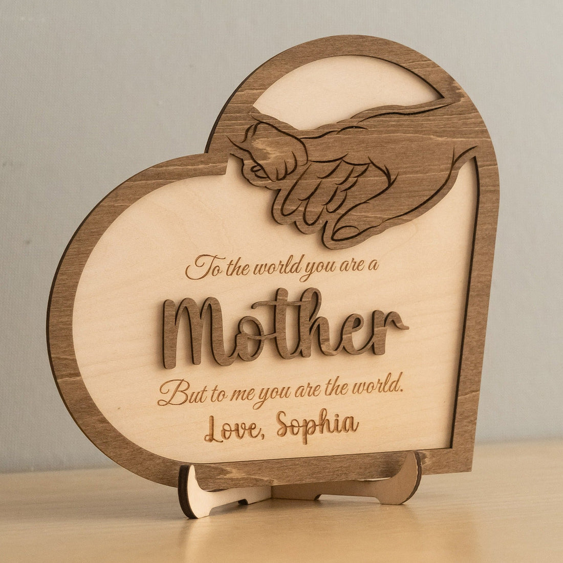 Wooden Mother’s Day Heart Sign Wood for Sentimental Mothers Day Gift D54