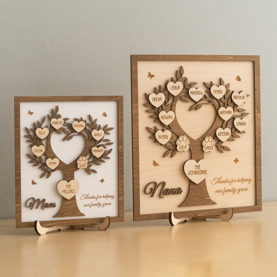 Personalized Family Tree Sign Gift Wood for Mothers Day Gift D53