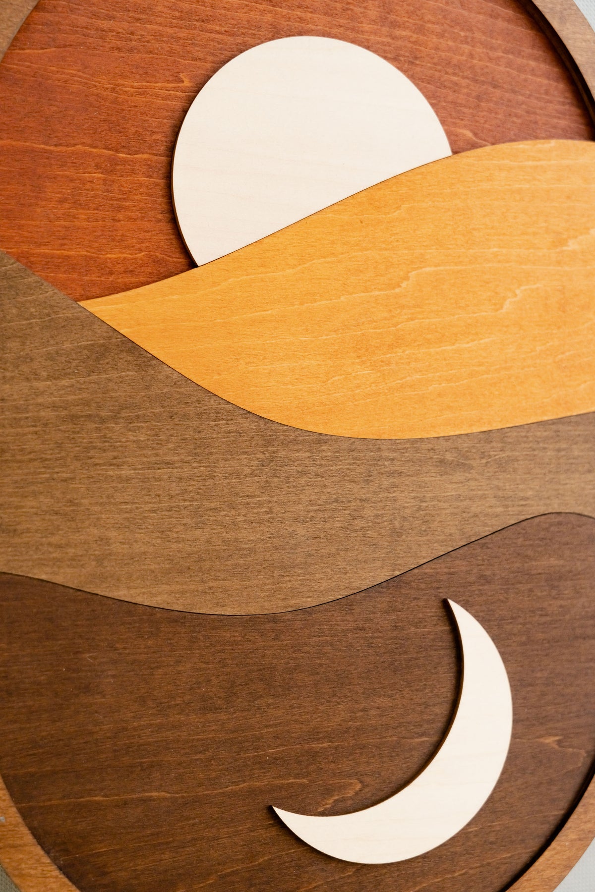 Sun And Moon Wood Wall Art Wood for Modern Wall Decor R22