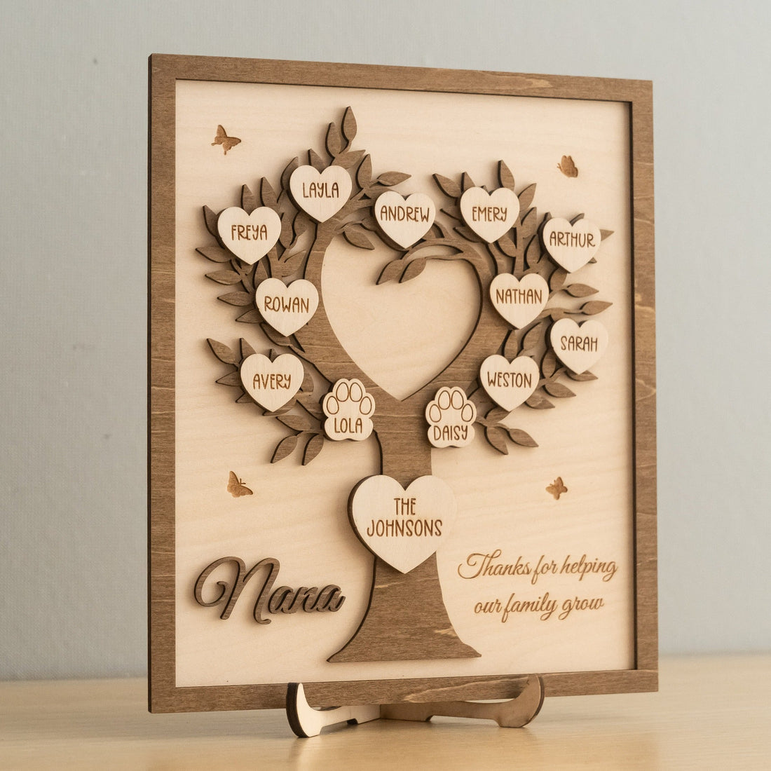Wooden Personalized Family Tree Sign for Birthday Gift for Mom D53