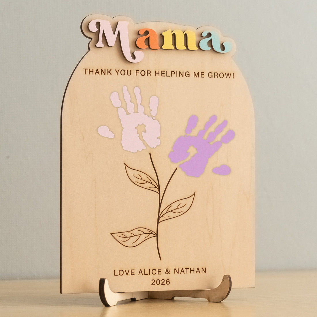 Mother's Day Handprint Gift Sign Wood for Gift for Mom from Kids D56