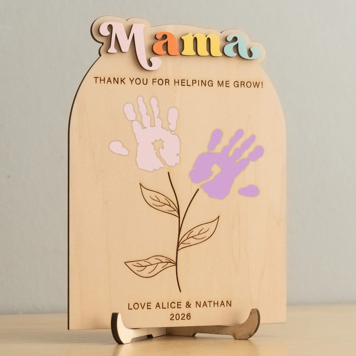 Mother's Day Handprint Gift Sign Wood for Gift for Mom from Kids D56