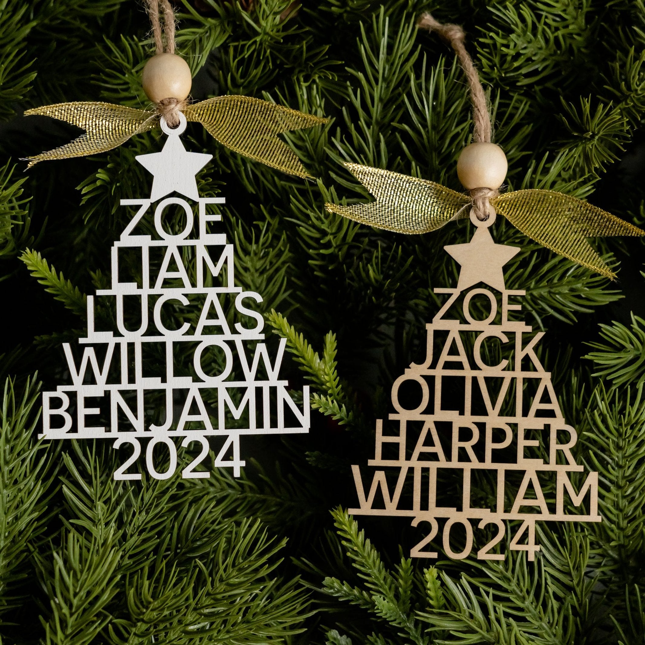 Custom Wooden Christmas Tree Ornament for a Cozy Boho Holiday Touch