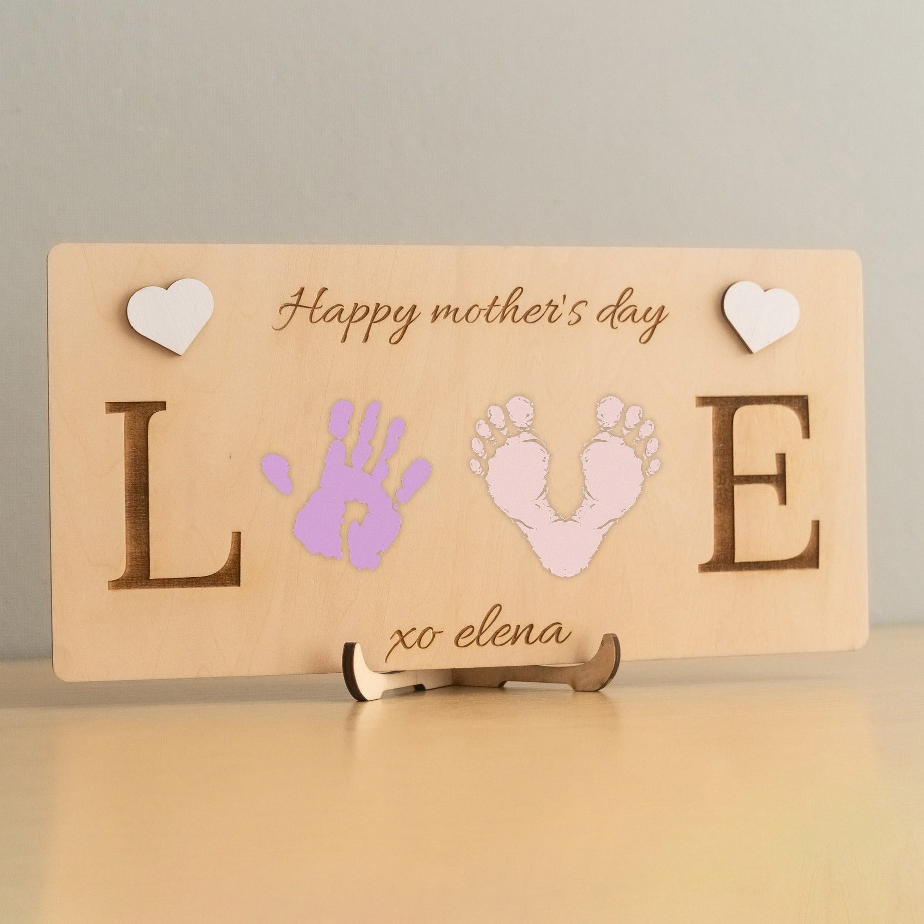 Wooden Mother’s Day Handprint Sign for Personalized Mothers Day Gift D55