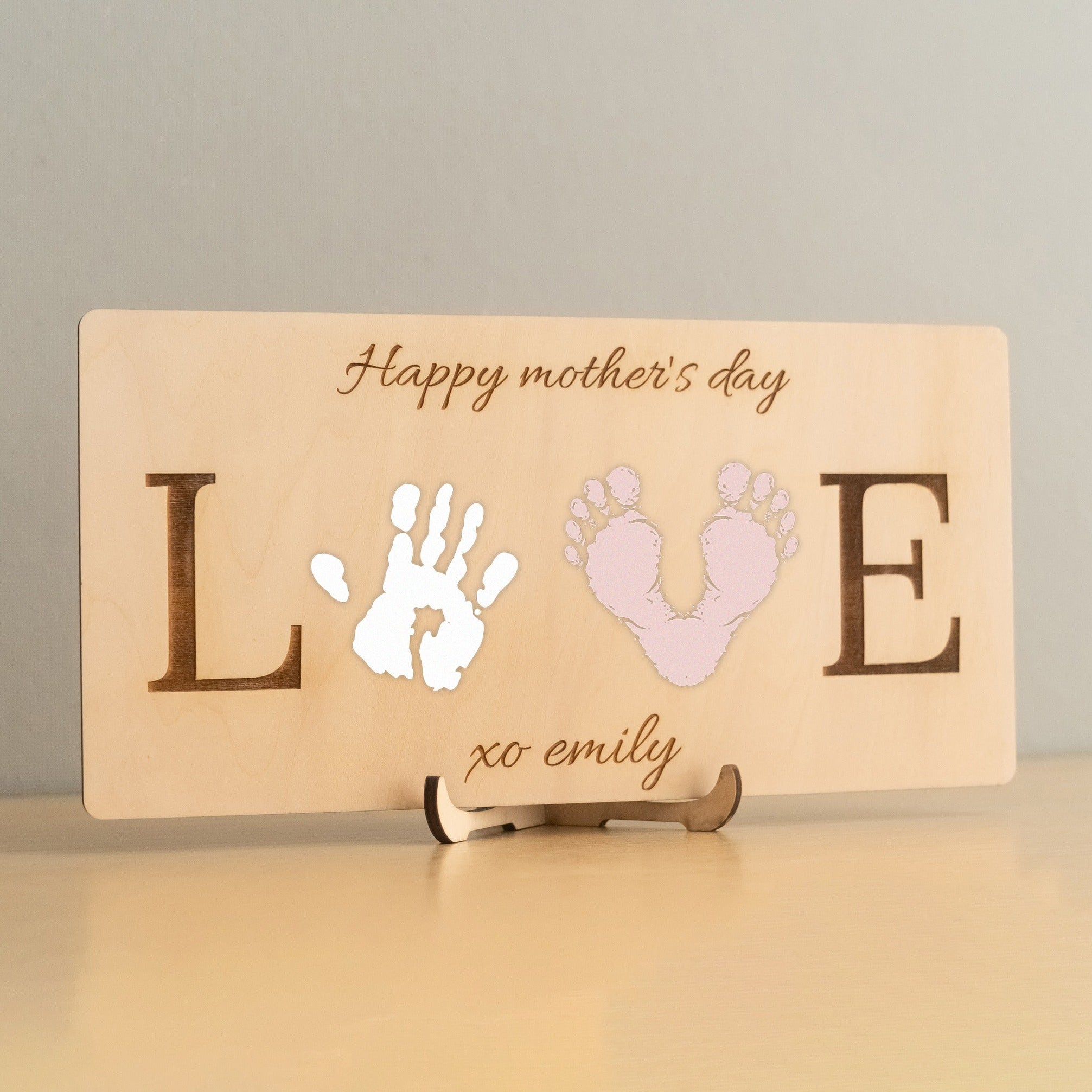 Mother’s Day Handprint Sign Wood for Sentimental Mothers Day Gift D55
