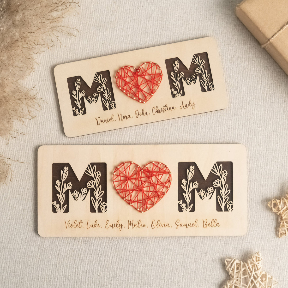 String Heart Family Wooden Decor mothers day presents for wooden table decor Y51