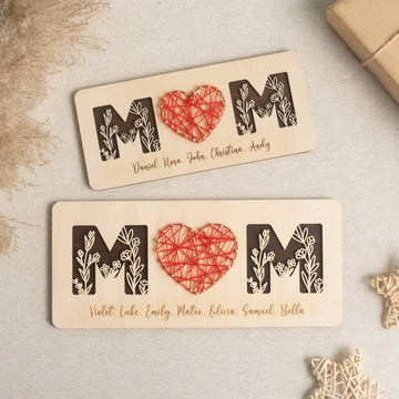 String Heart Family Wooden Decor mothers day presents for wooden table decor Y51