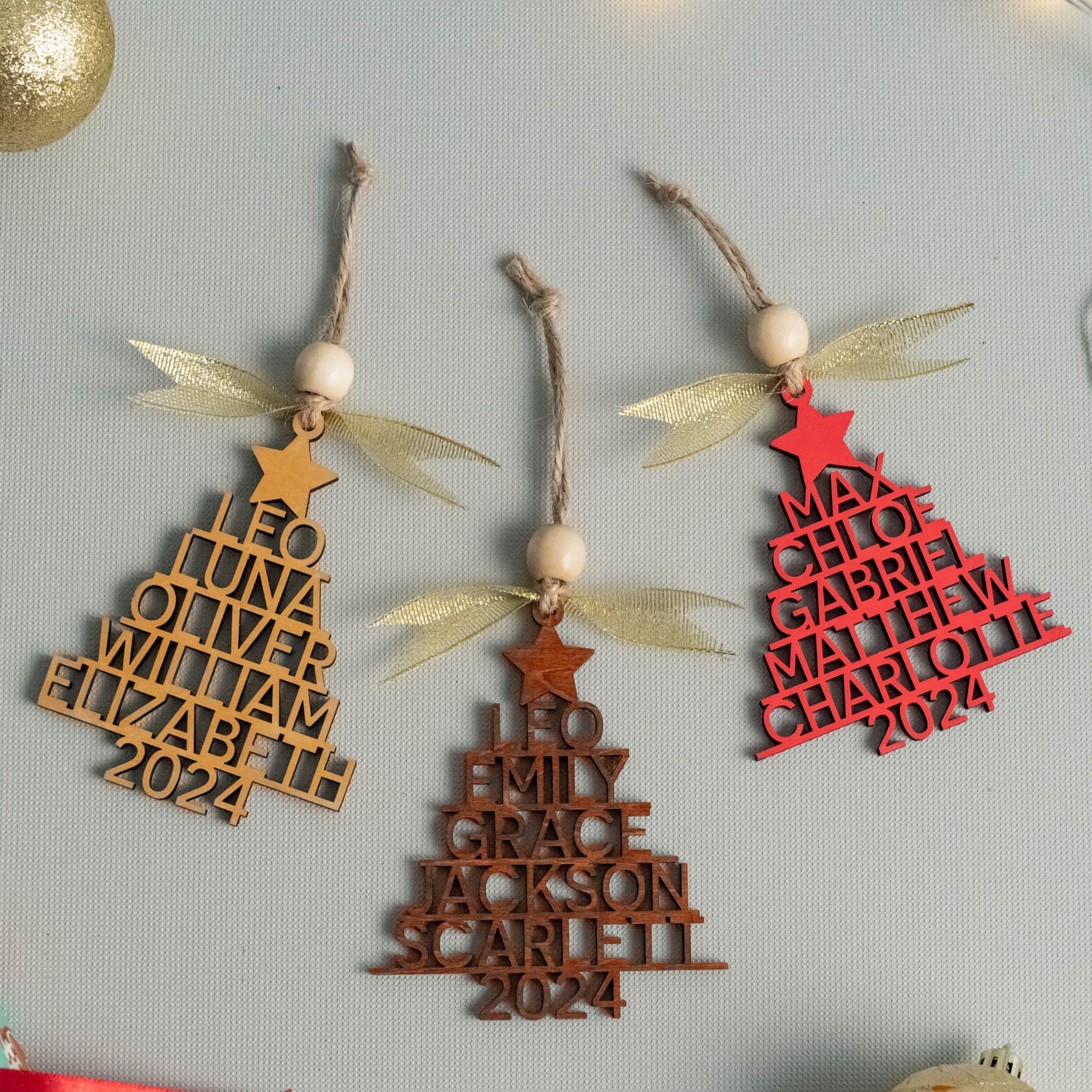 Custom Wooden Christmas Tree Ornament for Boho Holiday Style