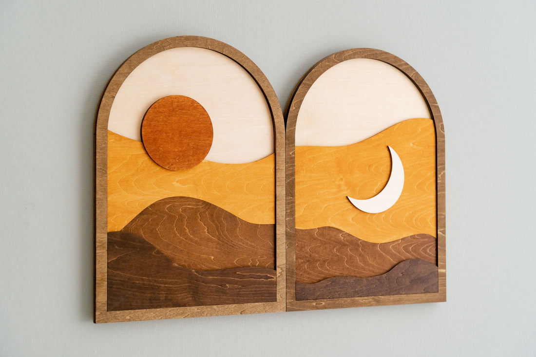 Celestial Sun and Moon Wall Art for Boho Home Décor