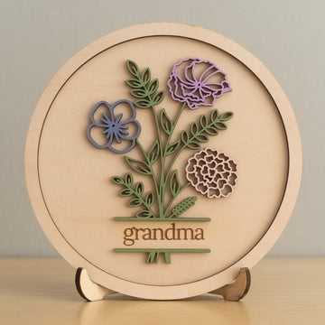 Wooden Floral Sign Gift for Mom for Mothers Day Keepsake D58